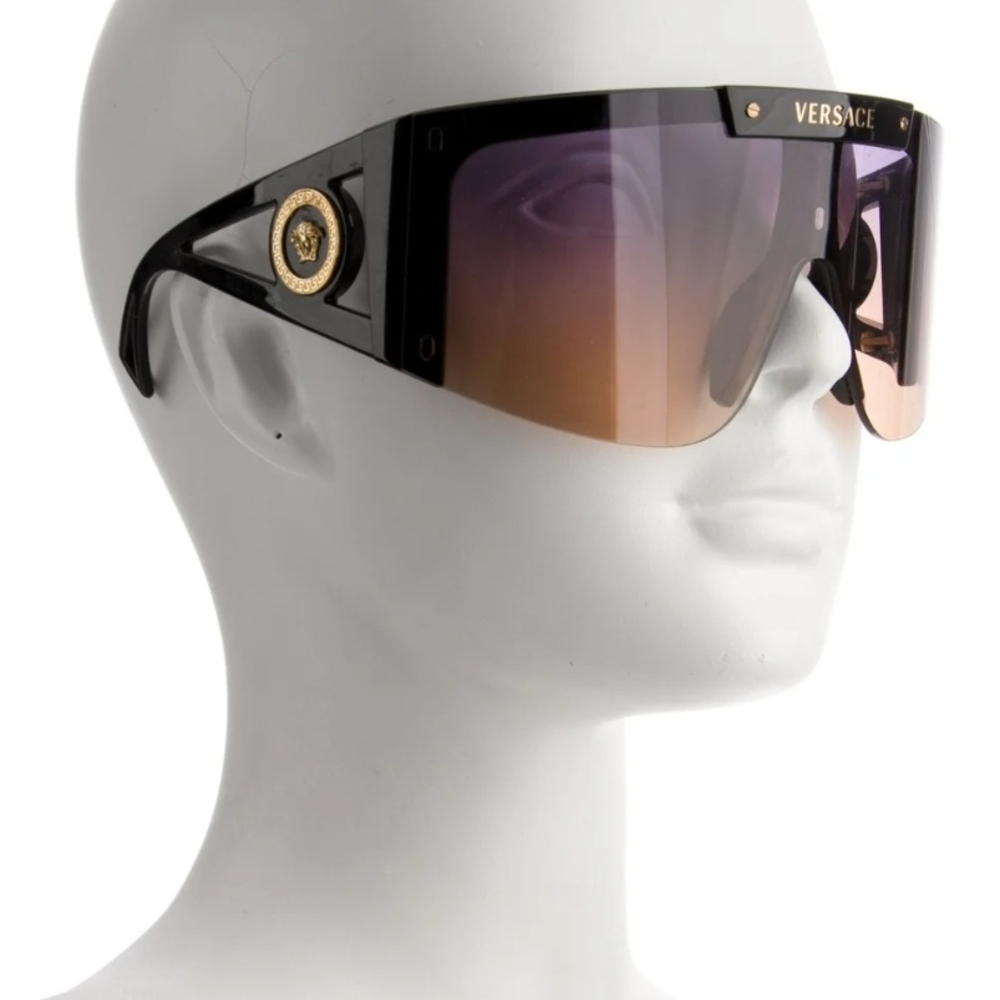 Versace Oversized Sheild Black Sunglasses